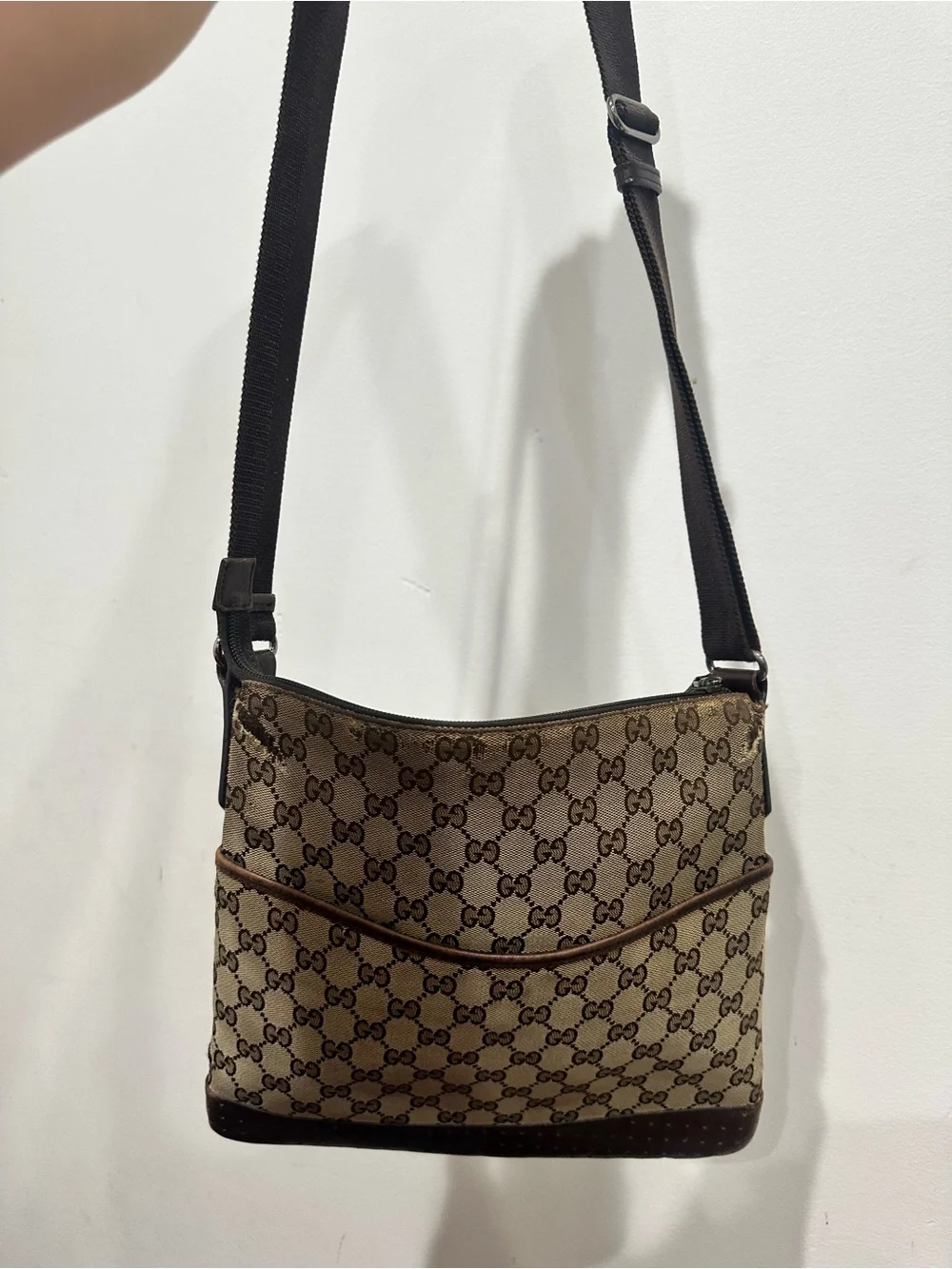AUTHENTIC Gucci Brown Monogram Canvas Crossbody Bag